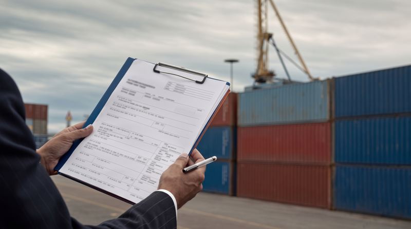 Documentación de comercio exterior en terminal portuaria